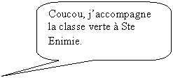 Rectangle  coins arrondis: Coucou, jaccompagne la classe verte  Ste Enimie.